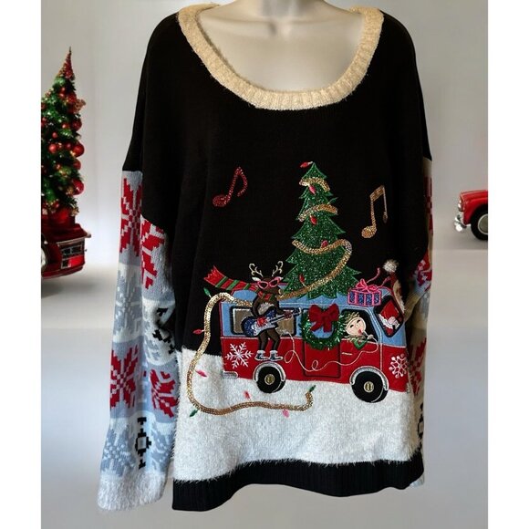 Celebrate Together  Ugly Christmas Sweater Reindeer Plus Size 3XL Unisex - Picture 1 of 12